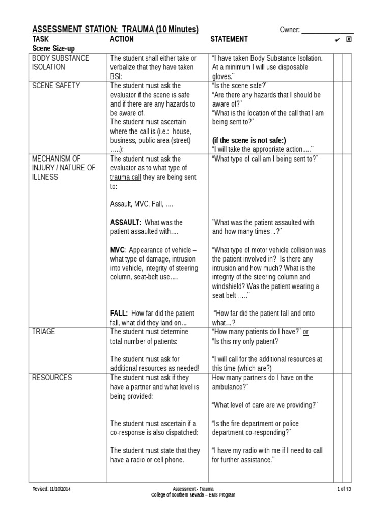 Trauma Assessment Protocol Guide | PDF | Major Trauma | Thorax