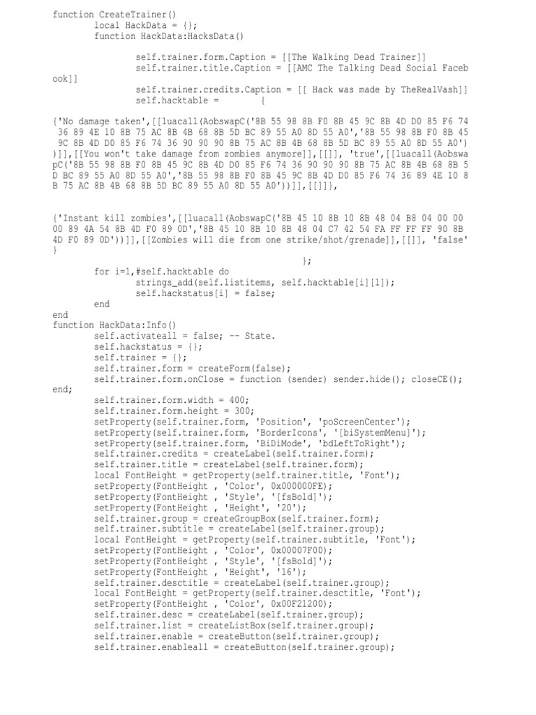The Walking Dead Trainer Script | PDF | Areas Of Computer Science ...