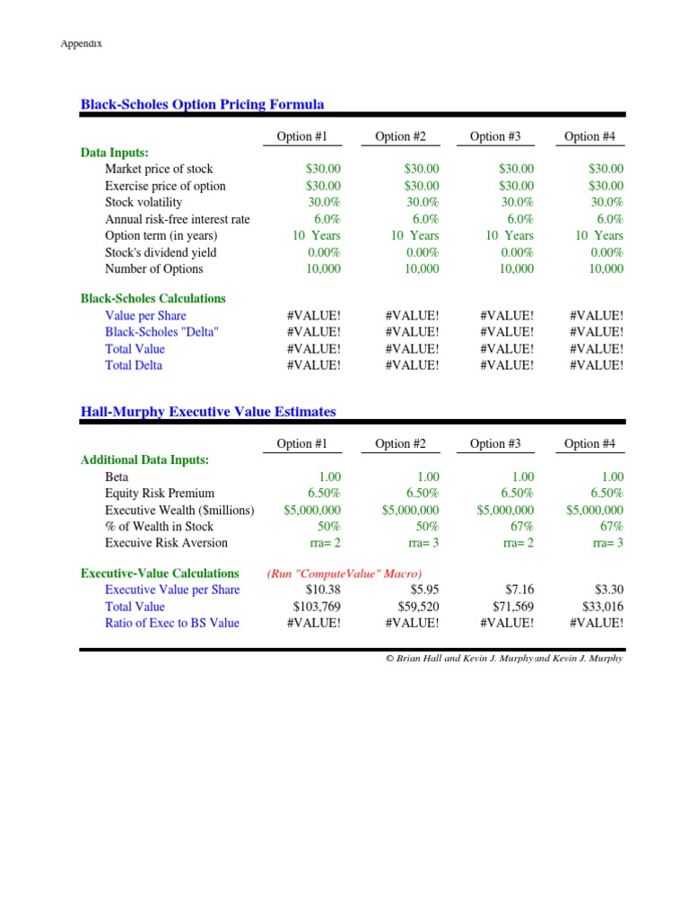 Options Values - Revised 12 20 06 | PDF | Black–Scholes Model | Greeks ...