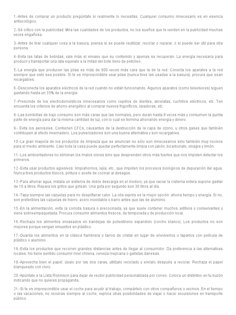 25 Consejos para Cuidar El Medio Ambiente | PDF | Aluminio | Residuos