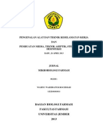 Pengenalan Alat Dan Teknik Keselamatan Kerja Dan Pembuatan Media, Teknik Aseptik, Sterilisasi Dan Desinfeksi