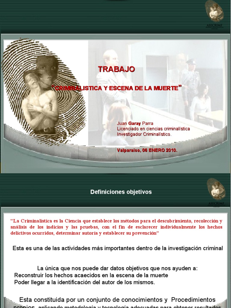 Trabajo "Criminalistica y Escena de La Muerte" | PDF | Jurisprudencia ...