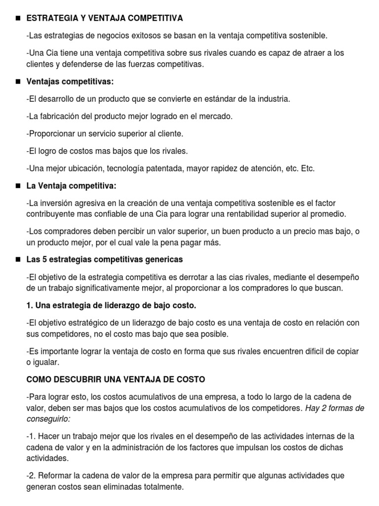 Estrategia y Ventaja Competitiva | PDF