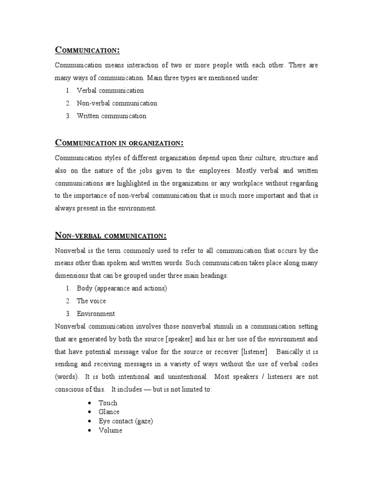 Importance of Non-Verbal Communication | PDF | Nonverbal Communication ...