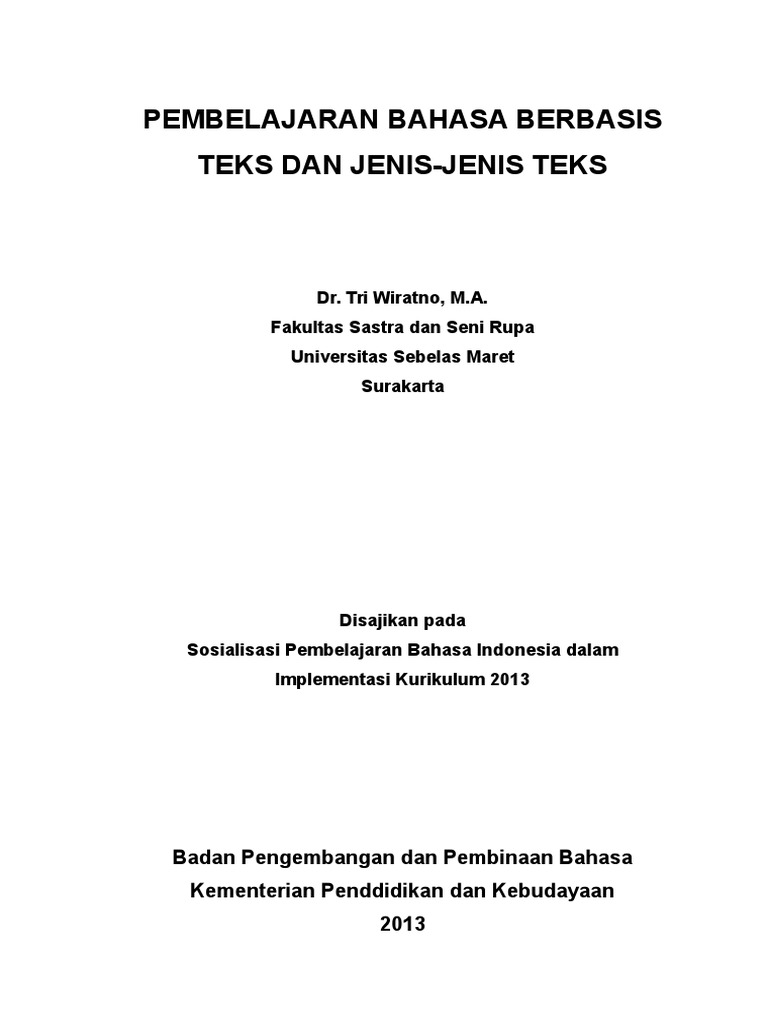 Jenis Jenis Teks Dalam Kurikulum 2013 Terkait Teks