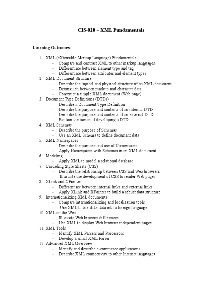 CIS 020 Learning Outcomes | PDF