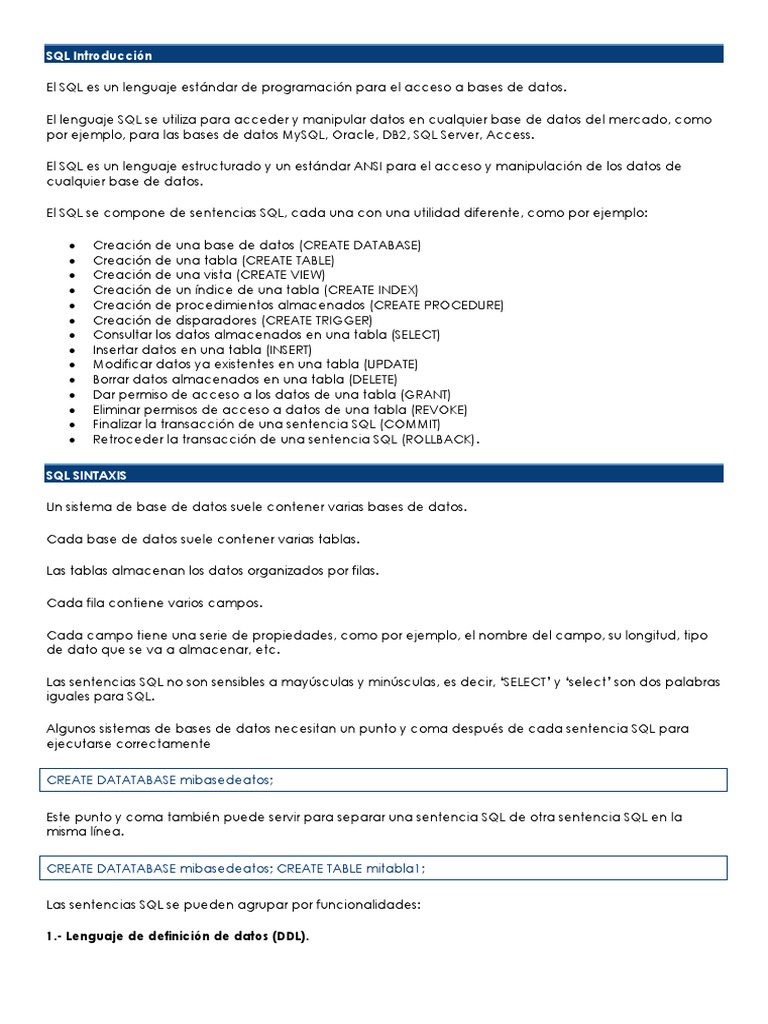 SQL Manual de Usuario | PDF