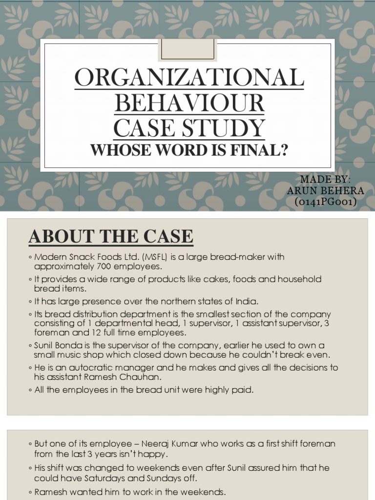 case study perception in organizational behavior