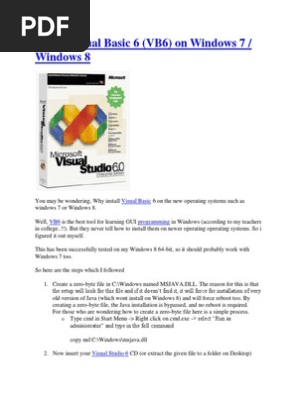 Install Visual Basic 6 | PDF | Windows 7 | Windows 8