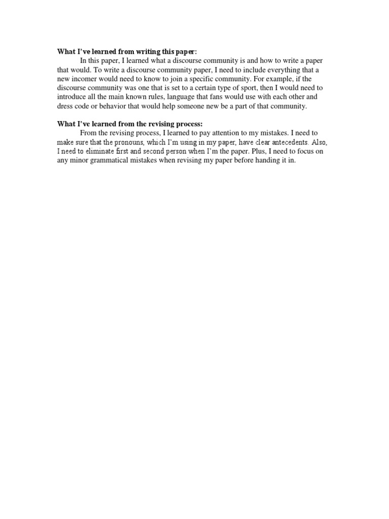 Writing a Discourse Community Paper | PDF | Social Science