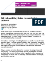 Why Should They Listen To Unsolicited Advices by Jose Ma. Montelibano