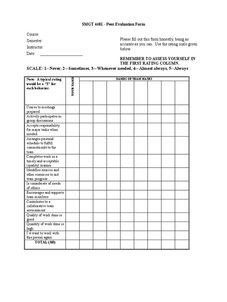 Peer Evaluation for Students | PDF