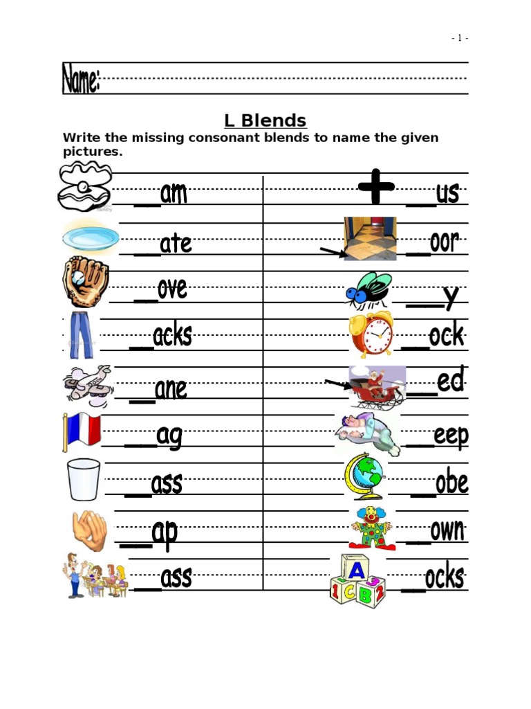l blends worksheets pdf nature