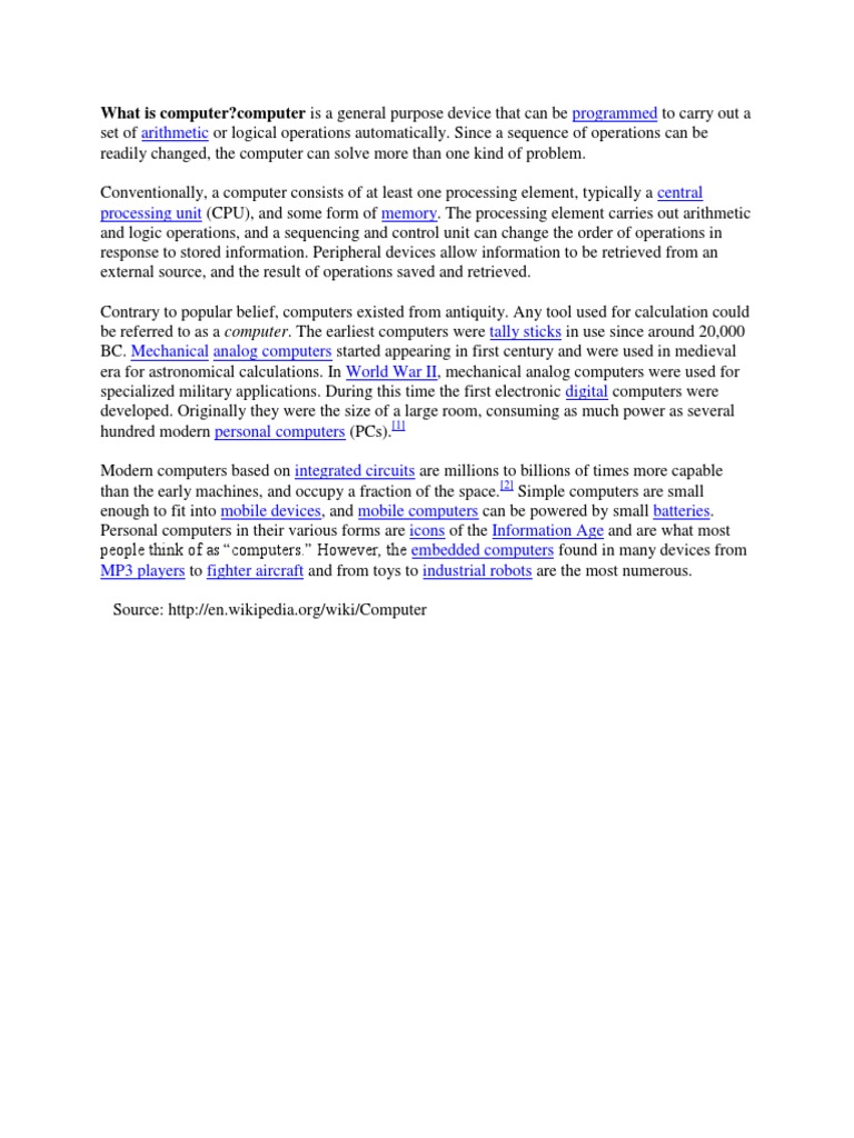 What Is Computer Pdf Notes