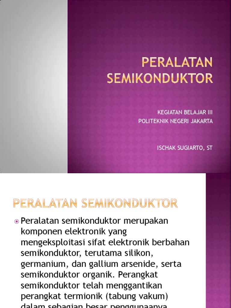 Kegiatan Belajar III Peralatan Semikonduktor (Semiconductor Device) PDF