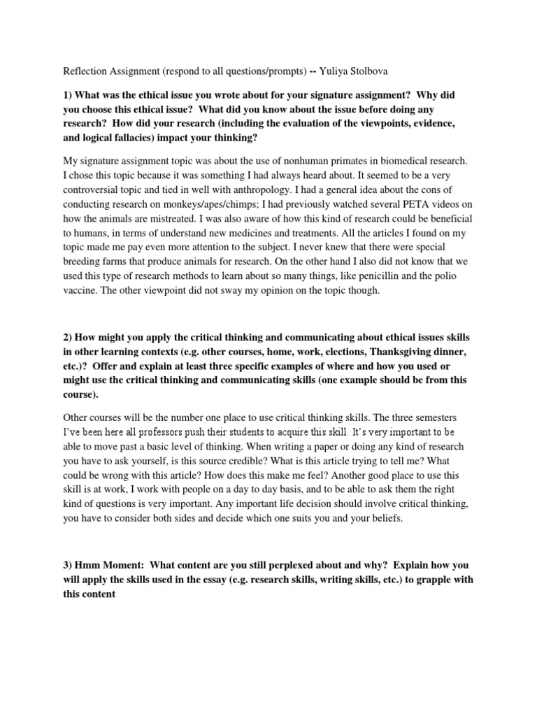 Critical thinking and reflective practice assignment answers image