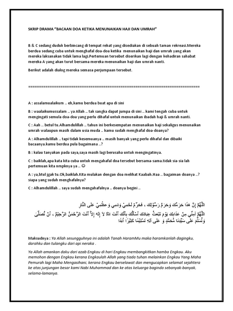 Skrip Bacaan Doa Ketika Menunaikan Haji Dan Umrah
