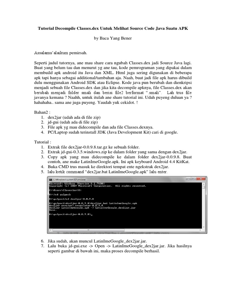 Tutorial Decompile Classes - Dex by Baca Yang Bener | PDF | Komputer ...