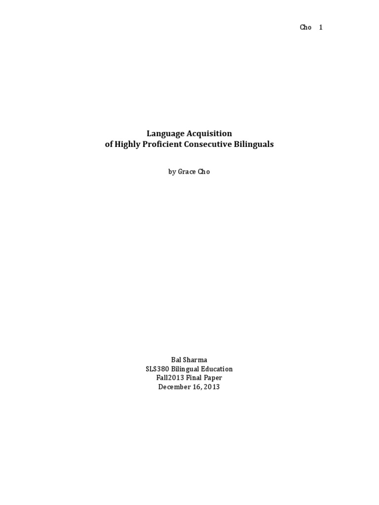 Language Acquisition in Consecutive Bilinguals | PDF | Multilingualism ...