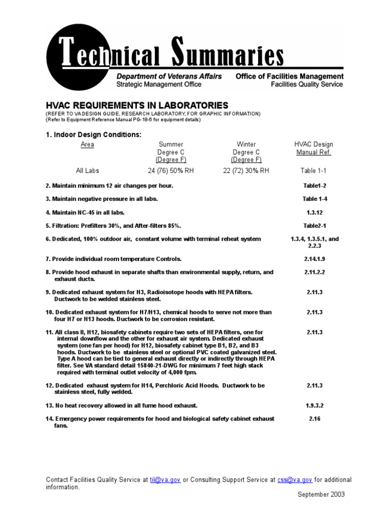 Hvac Requirements in Laboratories | PDF | Science & Mathematics ...
