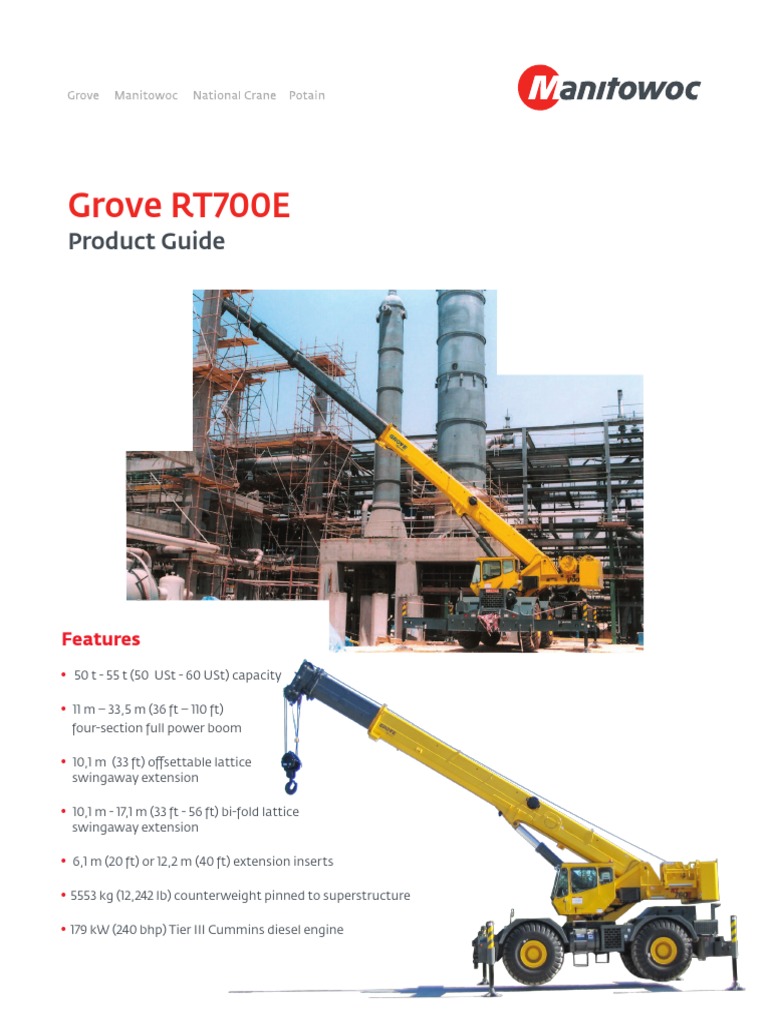 Manitowoc Grove RT700E | PDF | Crane (Machine) | Diesel Engine