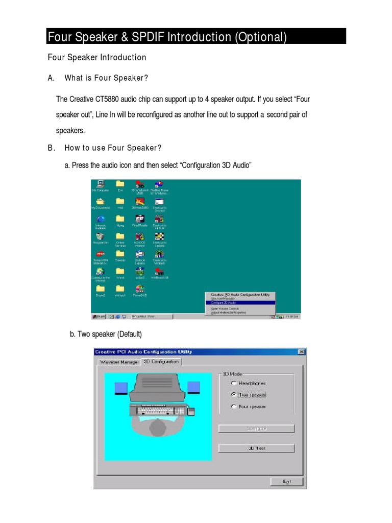 Four Speaker and SPDIF Setup Guide | PDF