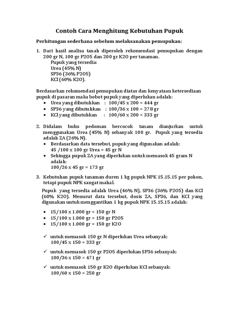 Perhitungan Pupuk