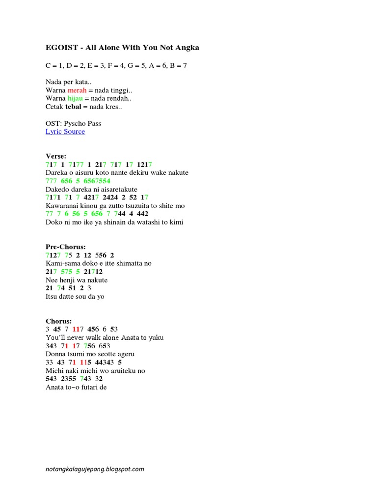 Egoist All Alone With You Not Angka Pdf