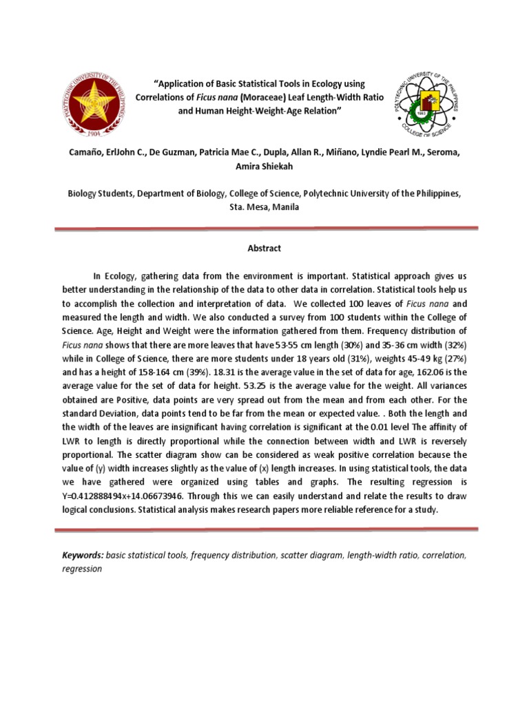 Ecology Lab Report 2 Finished Statistics Regression Analysis