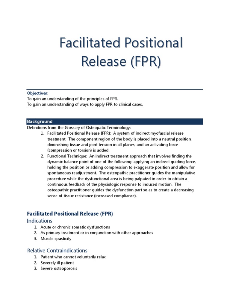 Facilitated Positional Release Techniques | PDF | Anatomical Terms Of ...