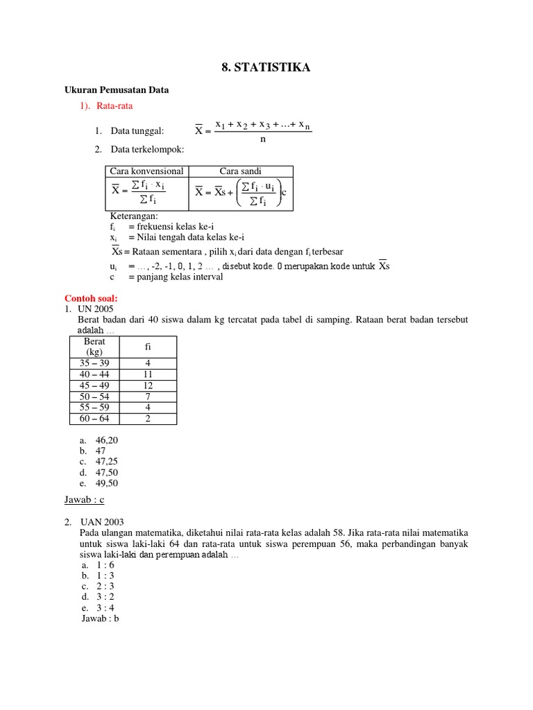 Contoh Soal Matematika Nilai Tengah