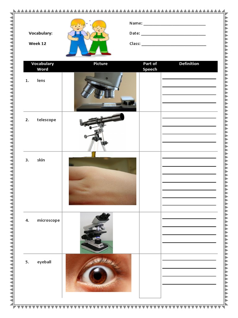 Week 12 Vocabulary Worksheet | PDF