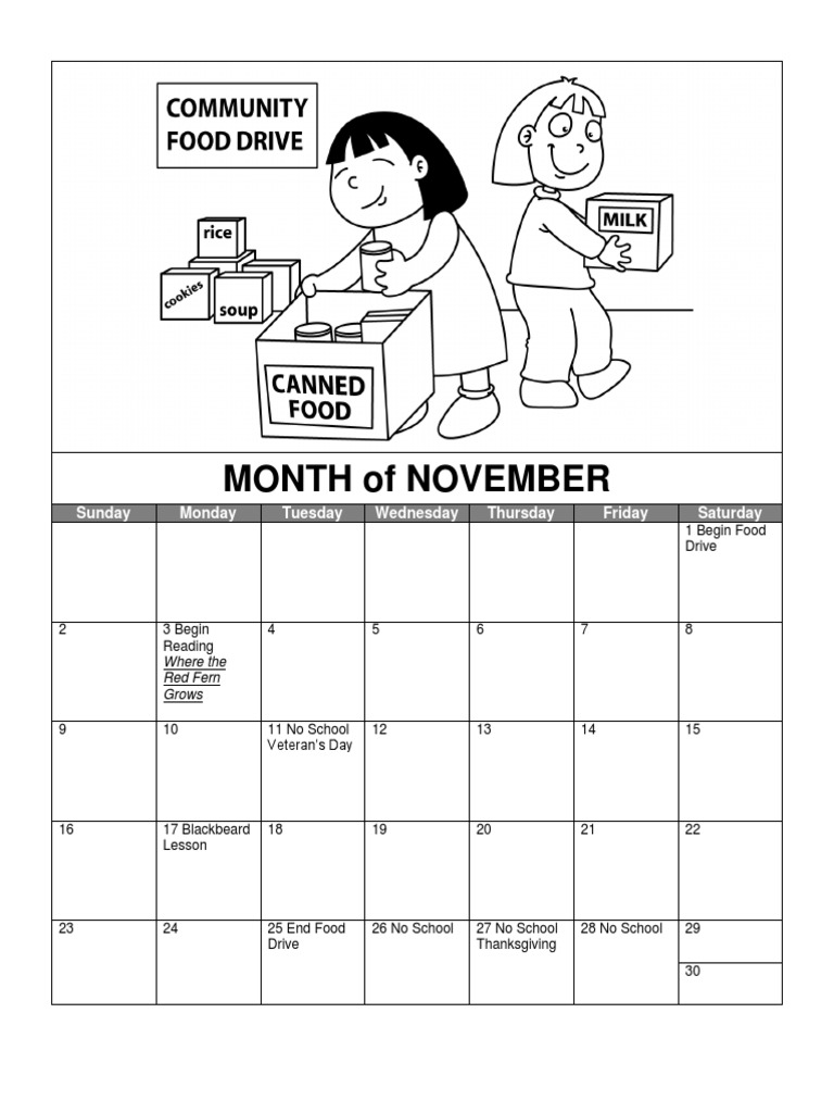 November School Activities Calendar | PDF