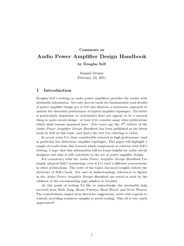 Audio Power Amplifier Design Handbook | PDF | Capacitor | Electricity