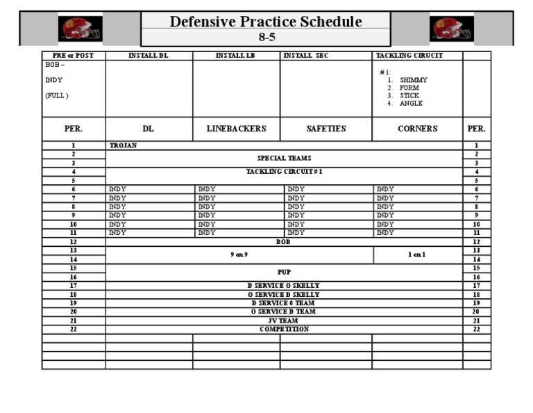 Defensive Practice Schedule Overview | PDF | Computers | Technology ...