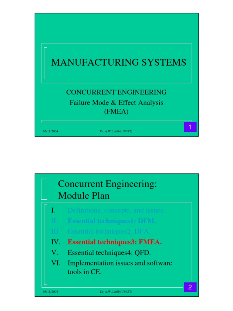 FMEA in Concurrent Engineering | PDF | Systems Engineering | Systems ...