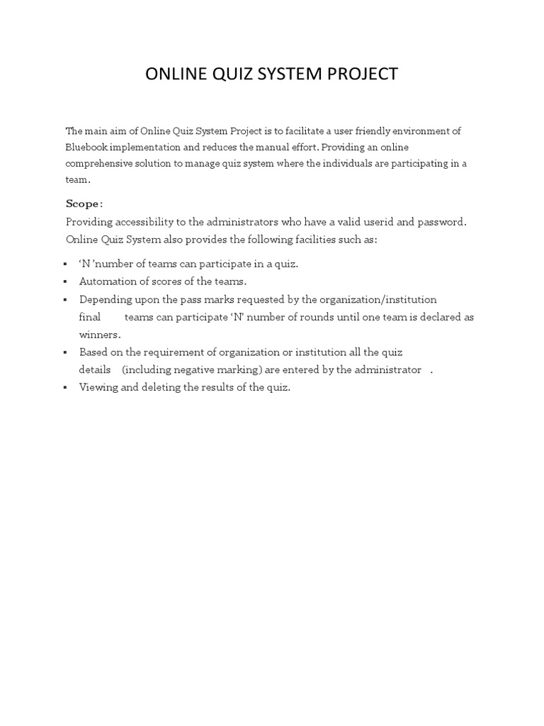 Online Quiz System Project Overview | PDF | Html | Cascading Style Sheets