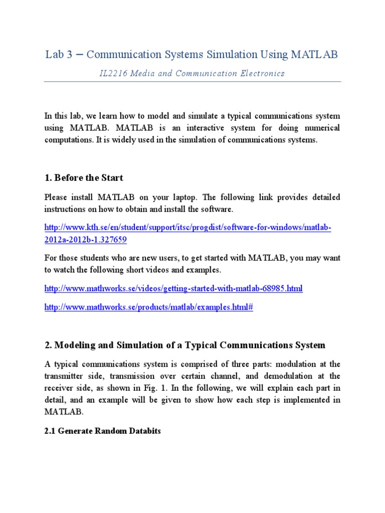 Lab 3 ౼ Communication Systems Simulation Using MATLAB