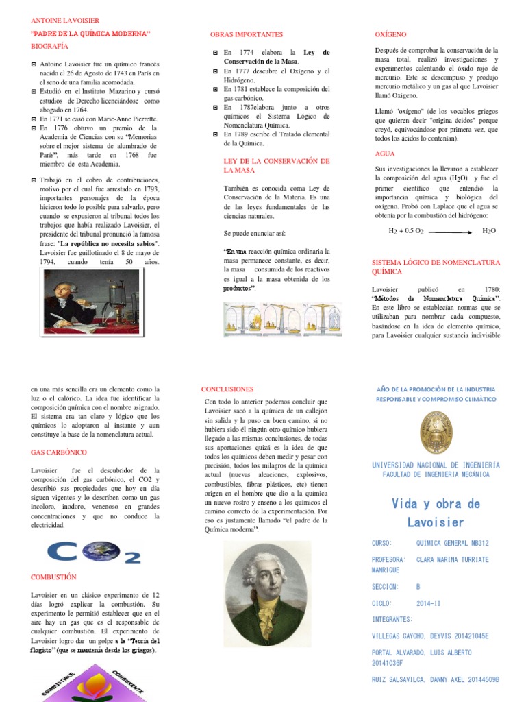 TRIPTICO Lavoisier | PDF | Química | Ciencias fisicas