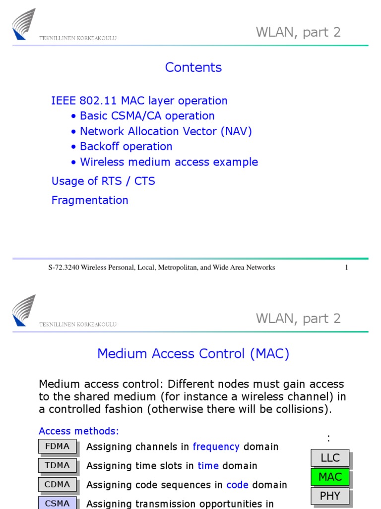 WLAN Medium Access Explained | PDF | Wireless Lan | Transmission ...