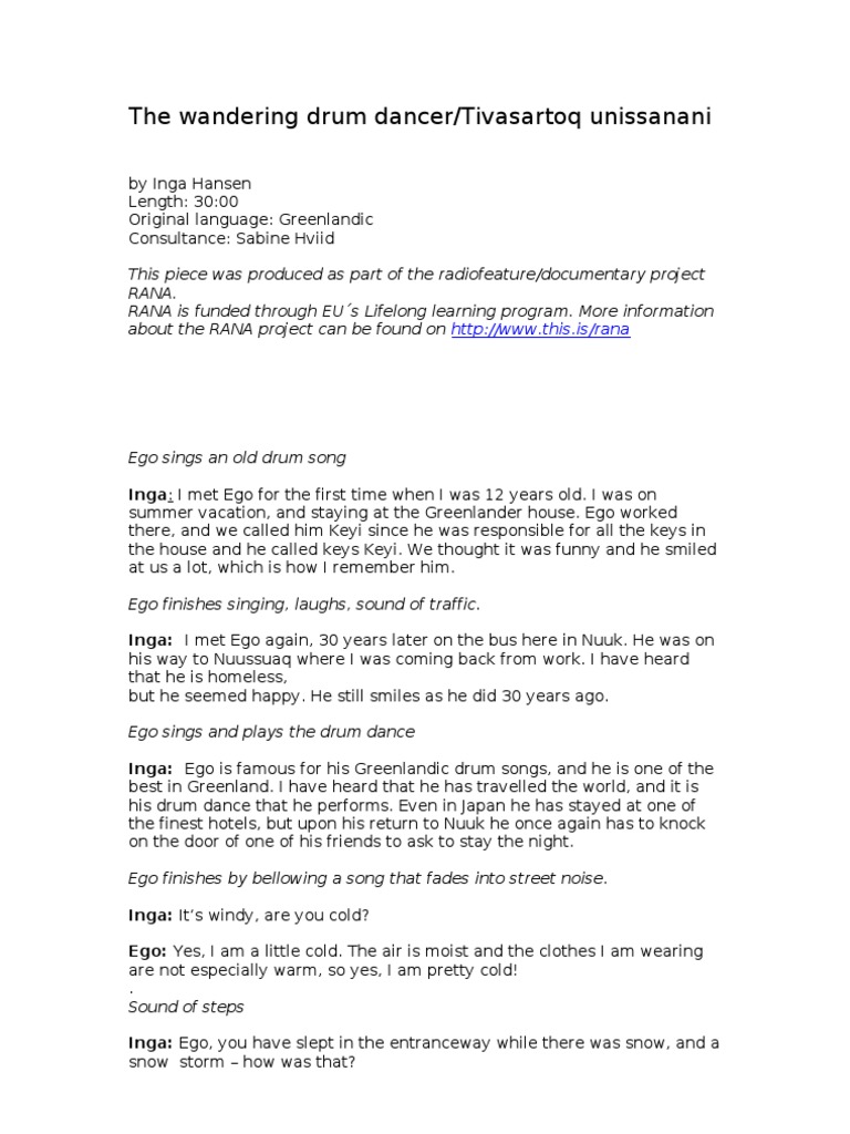 The Wandering Drum Dancer by Inga Hansen, English Script | PDF | Leisure