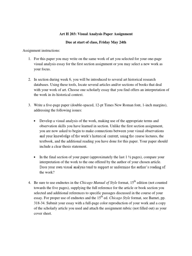 Visual Analysis Paper Guidelines | PDF