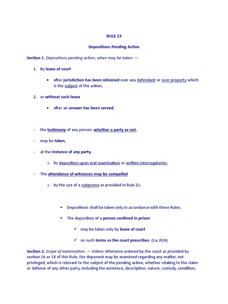 Rules Governing Depositions: Requirements, Procedures, and Limitations ...