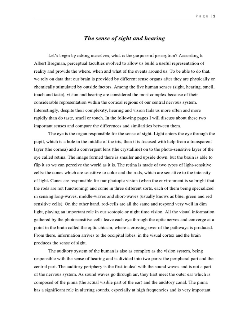 Hearing and Vision: A Comparative Study | PDF | Auditory System | Ear