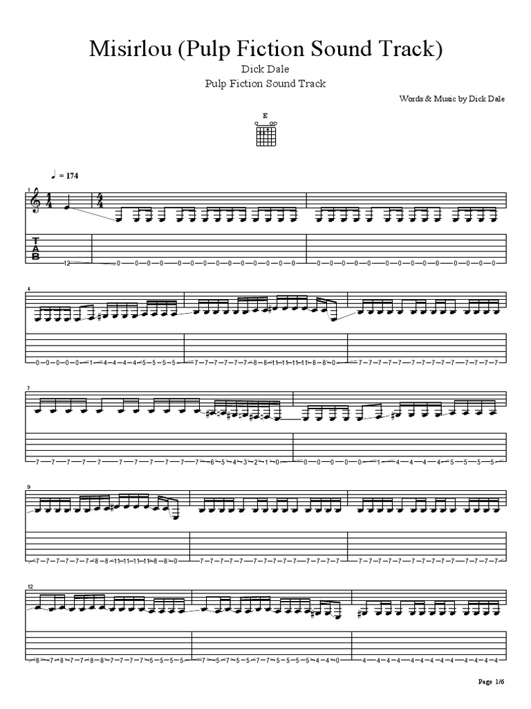 Pulp Fiction Theme Song Tab