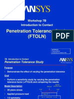 Penetration Tolerance Study (Ftoln) : Workshop 7B Introduction To Contact