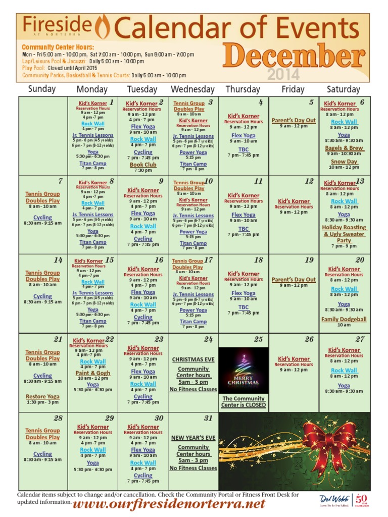 December Community Events Calendar | PDF | Sports | Leisure