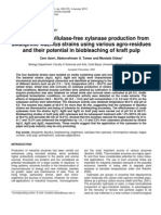 Thermoactive Cellulase-free Xylanase Production From Alkaliphilic Bacillus Strains using various agro-residues and their potential in biobleaching of kraft pulp