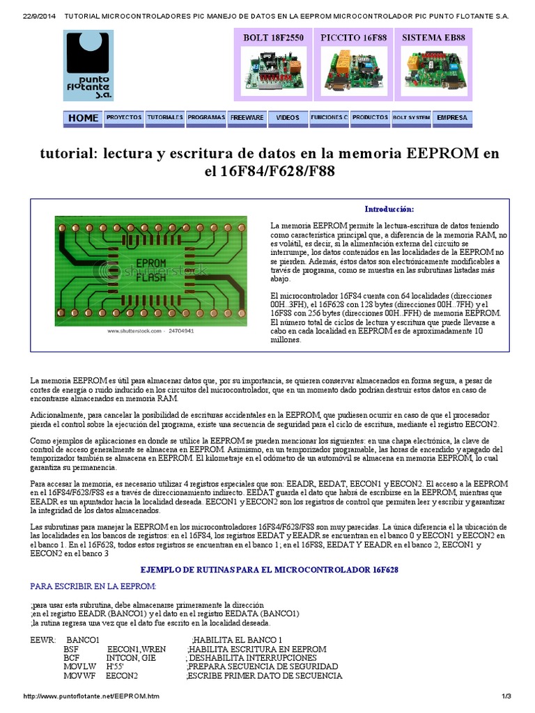 Manejo de EEPROM en Microcontroladores PIC | PDF | Microcontrolador ...