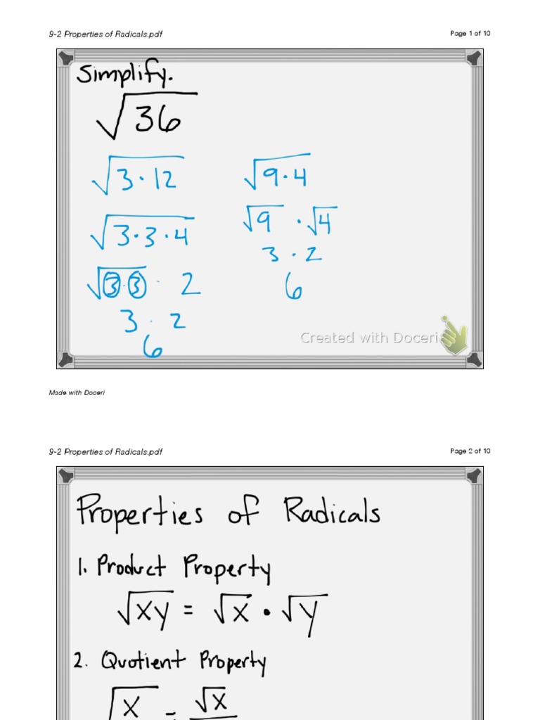 Understanding Properties of Radicals | PDF | Science & Mathematics ...